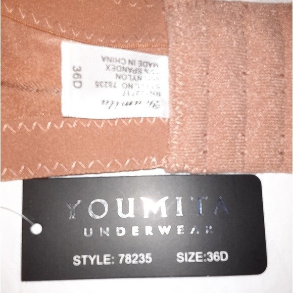 Youmita 36D Cameo Brown Floral Embroidery Underwire bra NWT - Picture 9 of 9